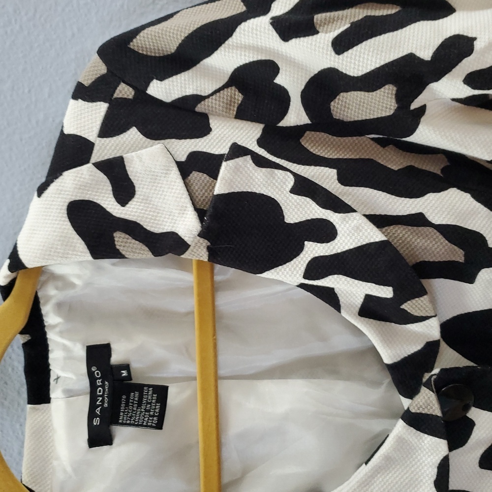 Sandro Black and White Leopard Patterned Blazer - image 3